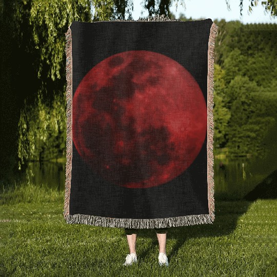 Blood Moon - Space - Graphic Realistic Woven Blankets
