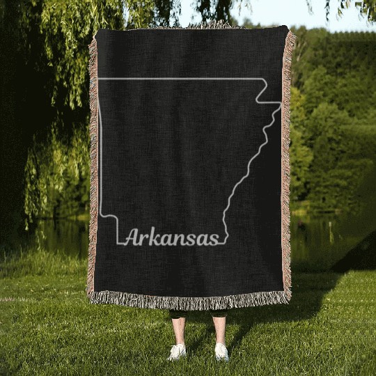 Arkansas State Pride USA Map Woven Blankets
