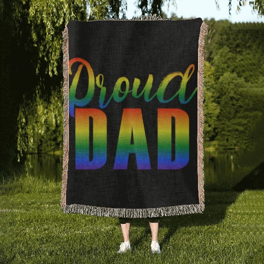 Proud Dad LGBT Gay Pride Woven Blankets
