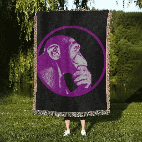 Think of monkey chimpanzee Woven Blankets