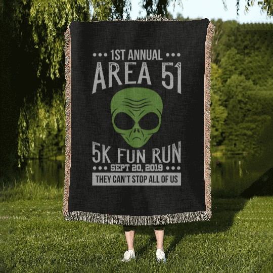 Area 51 Alien Fun run Woven Blankets