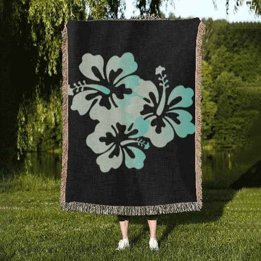 Hawaii Honolulu Boarder Surfer Tiki Summer Vacatio Woven Blankets
