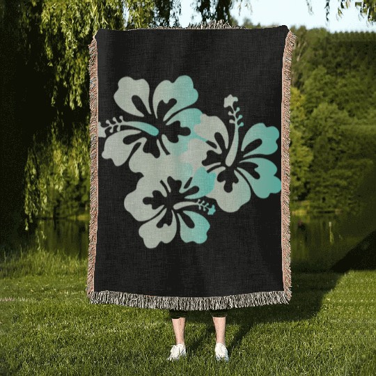 Hawaii Honolulu Boarder Surfer Tiki Summer Vacatio Woven Blankets