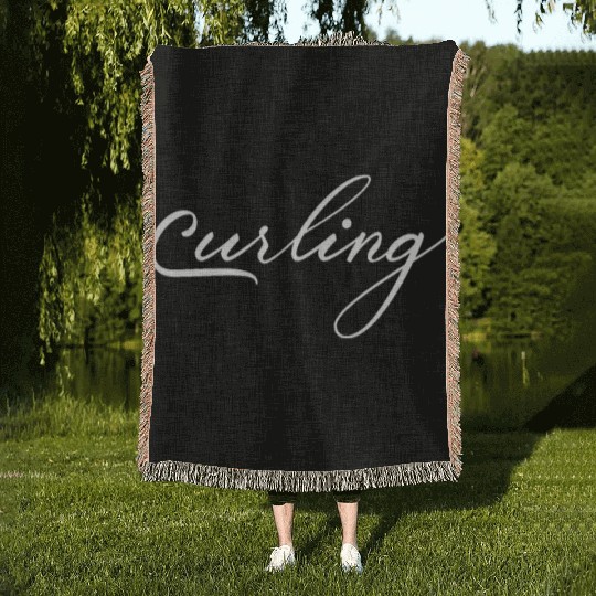 Team Curler Curling Player Curling Winter Sports Woven Blankets
