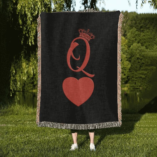 queen heart crown queen of hearts playing card Woven Blankets