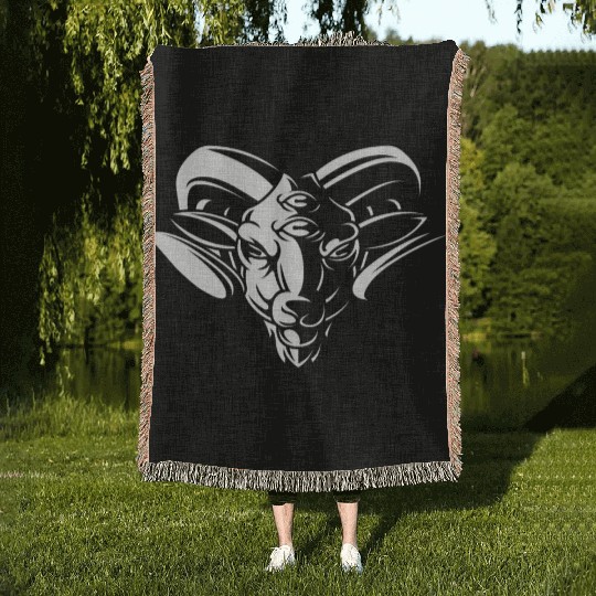 Dark Goat Baphomet - Satanic Lucifer Beelzebub Woven Blankets