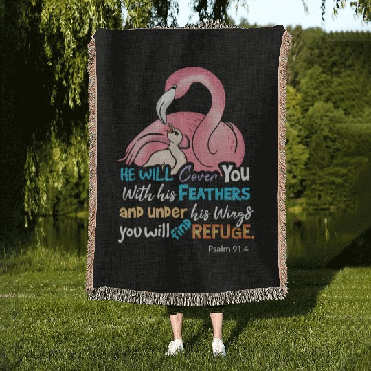 Bible Verse, Refuge Woven Blankets