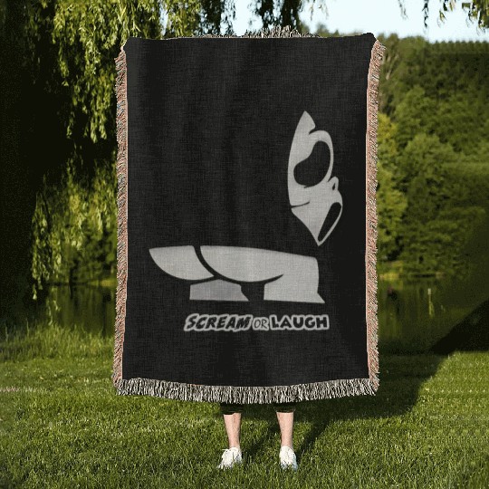 Ghost creature scream or laugh Woven Blankets
