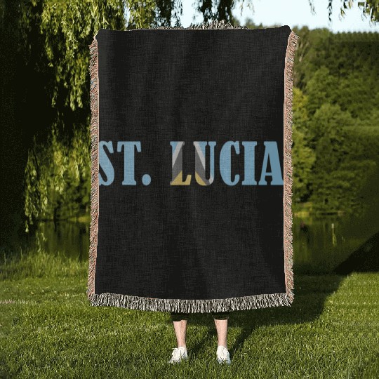St Lucia flag Woven Blankets