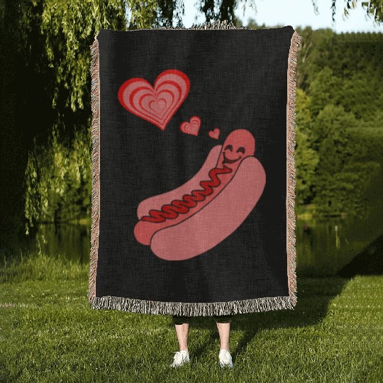 Hot Dog Love Woven Blankets