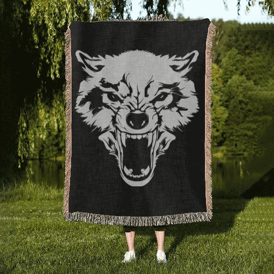Wolf Bad Wolf Alpha Wolf Woven Blankets