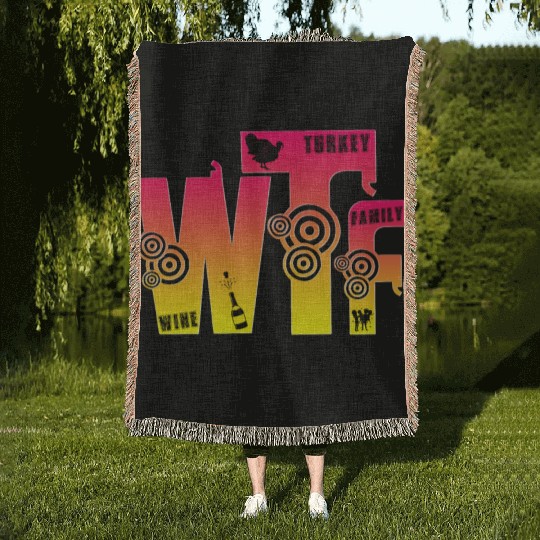 Thanksgiving Turkey Wine Family Tradition Gift Woven Blankets