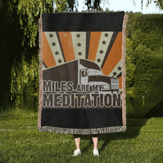 Truck Driver Load Miles Happy Trucker Road Runner Woven Blankets