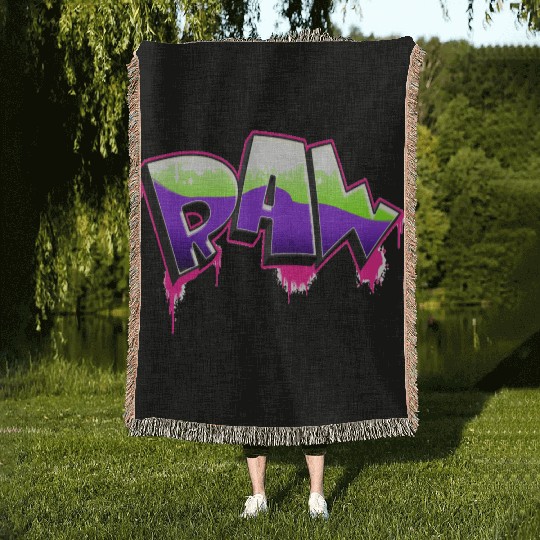 Raw Graffiti Art UFO Green, Plastic Pink, Proton Woven Blankets