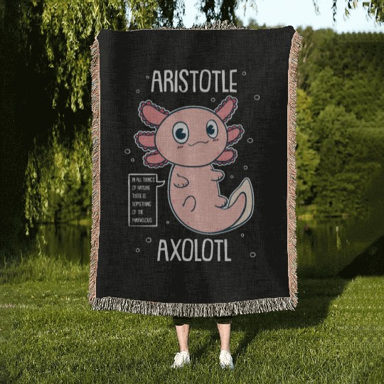 Philosophy Axolotl With Aristotle Quote Woven Blankets