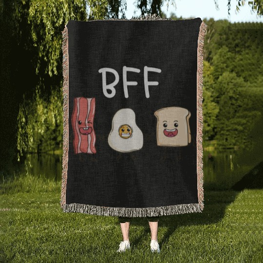 Fried egg bacon and toast best friends forever Woven Blankets