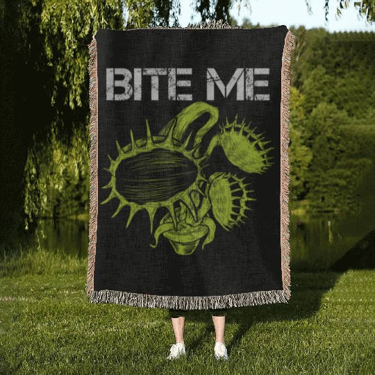 Carnivorous Plant Venus Fly Trap Lover Bite Me Woven Blankets