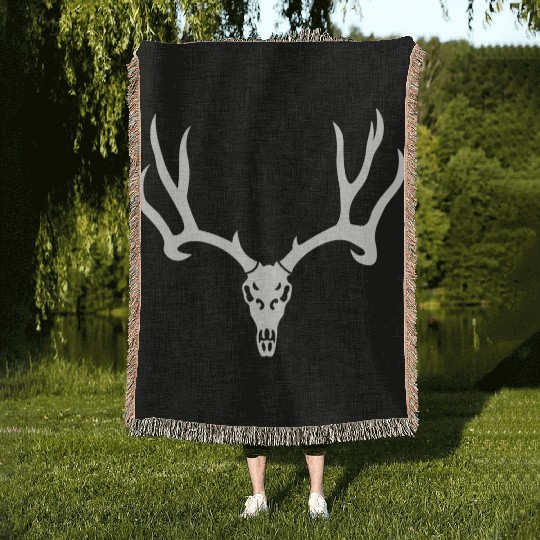 Antler horns elk deer hunting trophy souvenir Woven Blankets