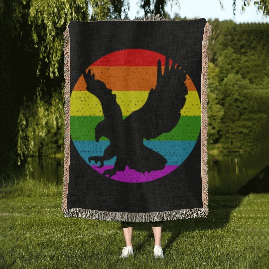 Rainbow Hawk Woven Blankets