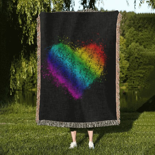 Rainbow Heart Vintage <3 Woven Blankets
