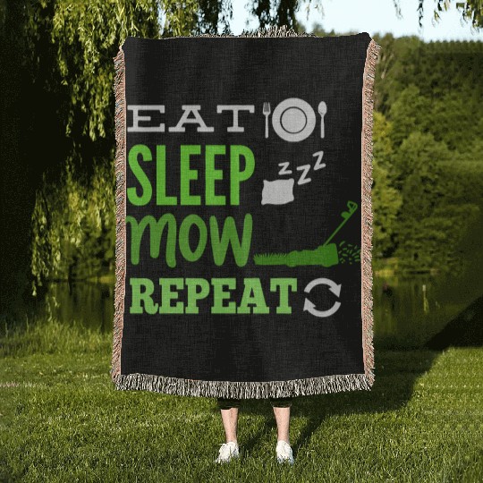 Lawn Mowing Lawnmower Woven Blankets