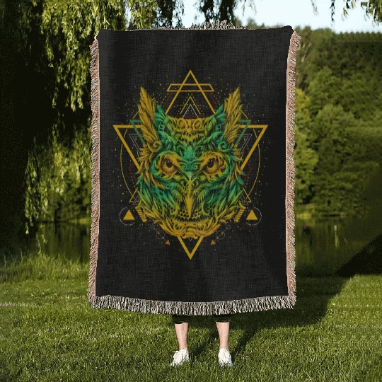Tribal Owl Woven Blankets Sacred Geometry Astrology