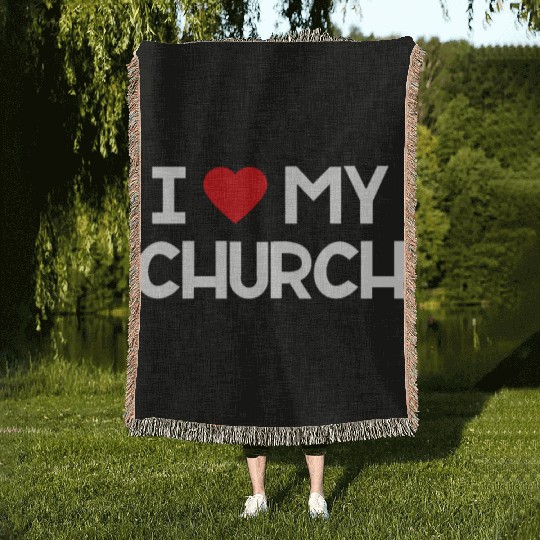 I Love My Church, Heart, Bible, Christian, Woven Blankets