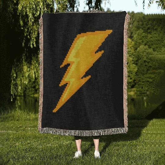 Lightning bolt Pixel Woven Blankets