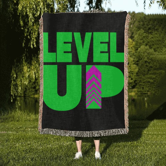 Level Up Neon Green Woven Blankets
