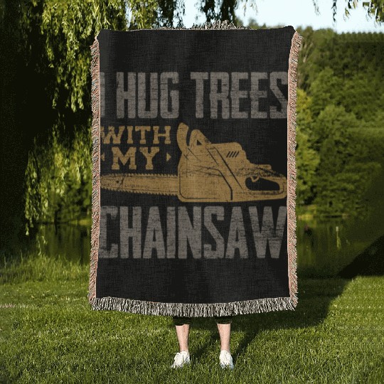 Chainsaw Lumberjack Woven Blankets