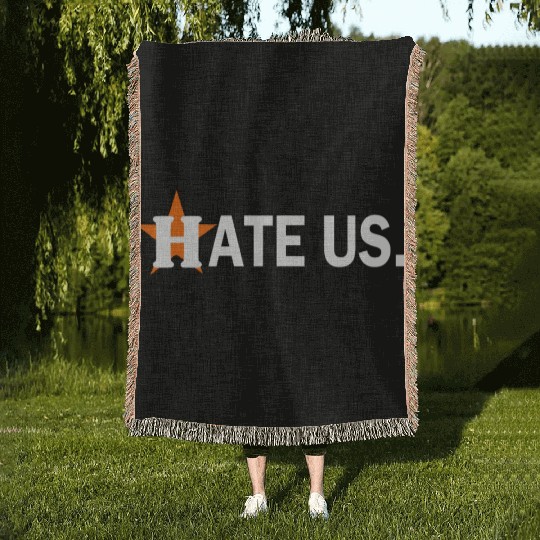 hate us houston astros Woven Blankets