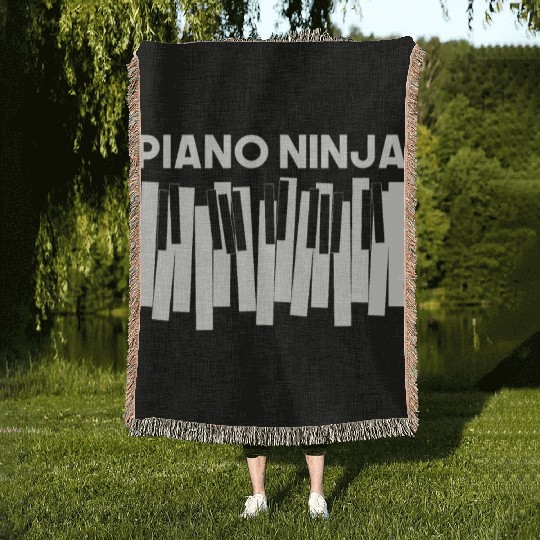 Humor Piano Design Quote Piano Ninja Woven Blankets