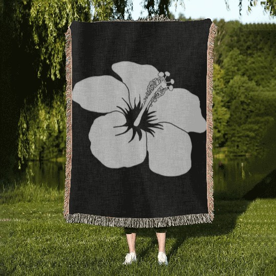 Classic Hawaii Hibiscus Flower Woven Blankets