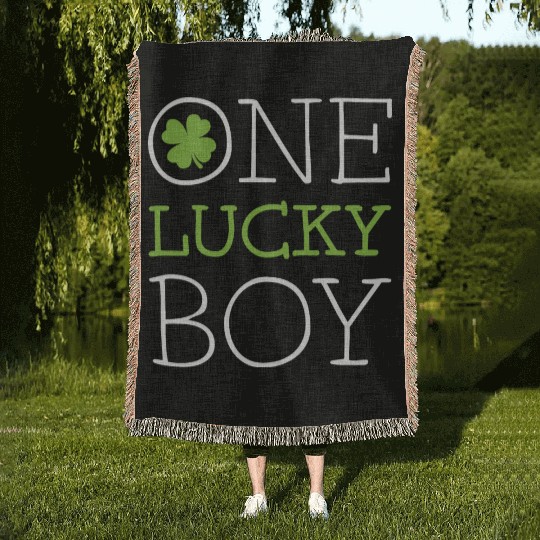One lucky boy Woven Blankets