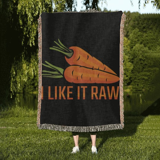 Funny Veggie Foodie Vegetarian Carrot Raw Food Woven Blankets
