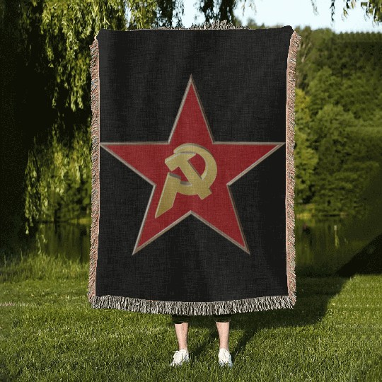 Hammer and sickle Woven Blankets