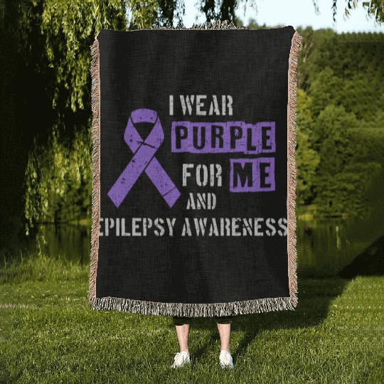I Wear Purple For Me And Epilepsy Awareness Day Woven Blankets
