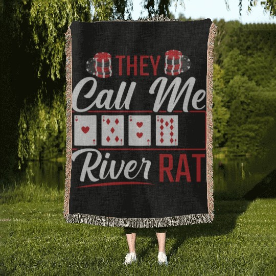 River Rat Funny Poker Player Texas Holdem Lucker Woven Blankets