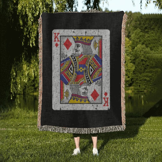 king of diamonds playing card Woven Blankets