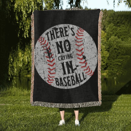 There's No Crying In Baseball I Love Sport Softba Woven Blankets