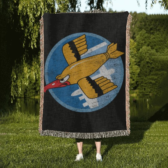 WW2 91st Bomb Squadron Soaring Bird Patch Woven Blankets