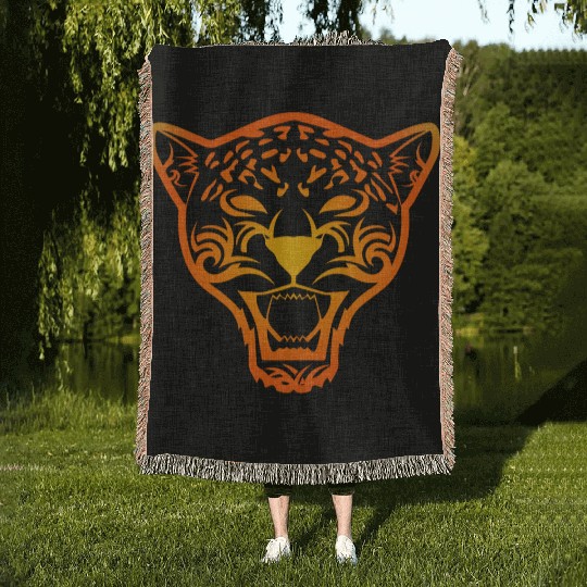 T Tattoo Jaguar Face Gift Idea Woven Blankets