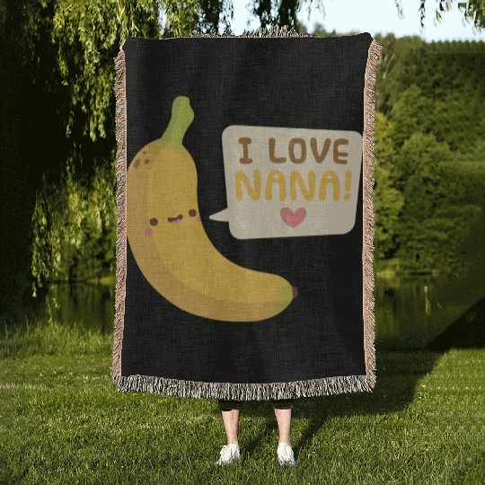 I Love Nana Banana Pun Woven Blankets