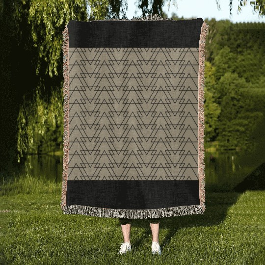 Triangle Beige Black Woven Blankets