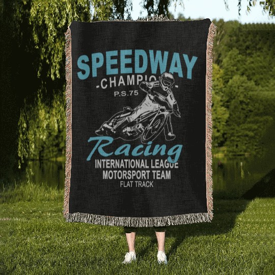 Motorcycle Speedway Racing Woven Blankets