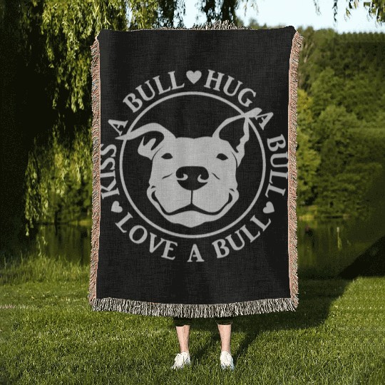 Love-A-Bull Pitbull Bully Dog Rescue Woven Blankets