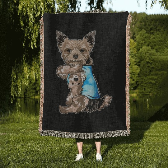 Yorkie Dog Tattoo I Love Mom Mothers Day Gifts T S Woven Blankets