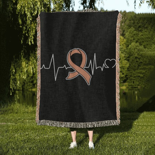 Heart beat- Endometrial Cancer Awareness Woven Blankets