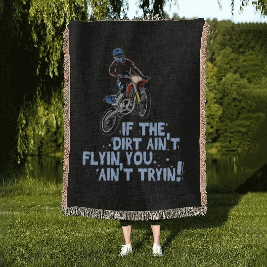 Funny Dirt Bike Out Motocross Gift Cool Dirt Bike Woven Blankets
