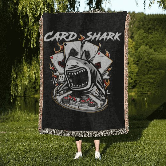 Vintage Card Shark Poker Player - Awesome Gift Woven Blankets